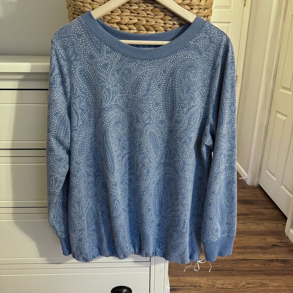 Croft & Barrow Blue Paisley Print Long Sleeve Pullover Sweatshirt Women’s XL